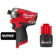 Milwaukee Impact Driver 1/4" Hex 12-Volt Brushless w/ High Output 2.5 Ah Battery