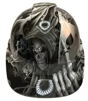 Custom Hydro Dipped Hard Hat Ridgeline Cap Style White Ace Of Skulls