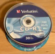 Verbatim CD-R 700MB 80 Minute 52x Recordable Disc- 30 Pack