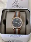 New Fossil Women's Scarlette ES4593 Rose-Gold Leather Japanese Quartz Watch $115