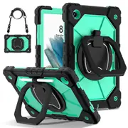 For Samsung A8 10.5 X200/X205 (2021) Contrast Color Robot C3 Tablet Case Black Mint Green