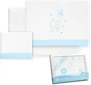 Interbaby Baby Pram Bedding 40 x 80 cm - Winter Flannel Bedding - Elephant Balloon Heart - Includes Flat Sheet + Flat Sheet + Pillowcase