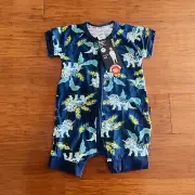Bonds Baby Dinosaur Triceratops Blue Green Zip Wondersuit Romper Size 0