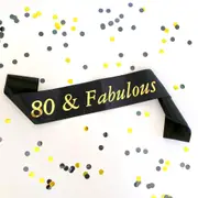 Black '80 & Fabulous' Birthday Party Sash