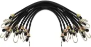 Small Bungee Cords with Hooks, 10", 10 Pack, Black