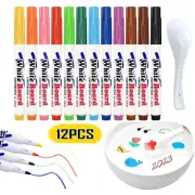 12 Color Magical Water Painting Pen Magic Doodle Drawing Pen Kids toy with Spoon