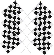 INOOMP 2sets 14x21cm Racing Flags Checkered Flags Set for Auto Racing Decorations 25pcs*2