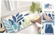 Luxury Bath Mat, Leaves Bath Rug, Fluffy Microfiber Area 15.7'' x 23.6'' White