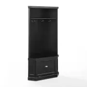 Maestro Furniture Carlo Corner Hall Tree Coat Rack Shoe cabinet Distressed Black