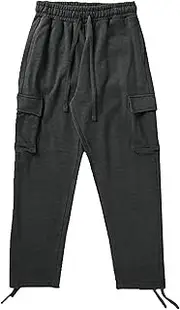 [Aosufei] Men's Straight Leg Elastic Waist Work Pants Casual Drawstring Cargo Trousers Lightweight Relaxed Fit Outdoor Pants