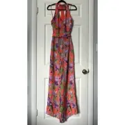 Alice + Olivia Tie-Neck Tropical Print Jumpsuit - Size 10 - NWT