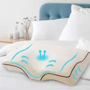 Giselle Memory Foam Pillow Neck Pillows Contour Rebound Pain Relief Support Beige