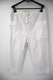 NWT James Perse Pants Womens Size 28 W34 L19 crop Chalk Button Fly Lined White