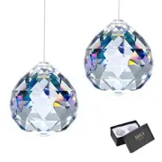 2 Pack 40mm Clear Crystal Ball Prisms Pendant Suncatcher Hanging Drop Decor