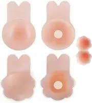 [Raylarnia] Adhesive Bra Push Up Strapless Bra - Strapless Backless Lifting Self-Adhesive Bra Reusable Skin Friendly Comfortable Bra 2 Pairs Nipple Pads Nipple Glue for Evening Dresses, Pink