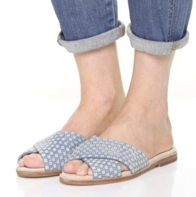 Splendid Women's Flip Flops Barron Woven Blue Denim Slides Slip-On Shoes 7M