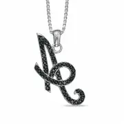 0.25 CT. T.W. Enhanced Black Natural Diamond "A" Initial Pendant in Sterling Silver