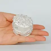 SEVENBEES Silver Round Hollow Jewelry Box with Crystal Rhinestones Small Bejeweled Trinket Boxes Hinged Gifts for Women or Girls