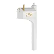 Unbranded Post Mount Mailbox Package w/ Modern Balmoral White/Gold Monogram
