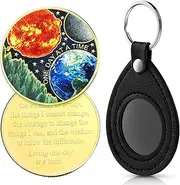Highergo AA Recovery Medallions with Holder Keychain Set Sobriety Chips AA Coin Holder Recovery Coins One Day at a Time Chip Medallion for Alcoholics Anonymous Gifts(1 Set), Multicolour