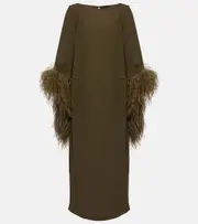 [Taller Marmo] Taller Marmo Del Lago feather-trimmed midi dress AU 10 green