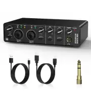 USB Audio Interface, 2 in 2 Out Audio Interface with 48V Phantom for9144