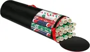 Wrapping Paper Storage Bag, Organizer and Holder - Oxford Cloth With Clear PVC Window, Stores Up To 24 Rolls for Gift Wrap and Ribbons, 40 Inch (Black)