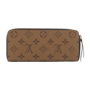 LV Monogram CLEMENCE雙色ㄇ型拉鍊長夾(棕色)