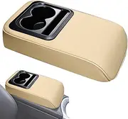 Car Center Console Cover - Leather Armrest Cover Protector - Multifunctional Automotive Interior Arm Rest Cushion with Cup Organizer and Phone Holder for Vehicle Truck
