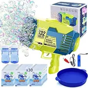 Peeokuo Bubble Gun with 2 Bottles & 30 Bags Refill Solution Bubble Guns Kids 4-8, Bubble Machine Gun for Toddlers, Bubble Gun Blaster Party Favors, Summer Toy, Outdoors, Easter, Wedding Party