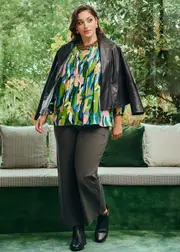 [Taking Shape] Taking Shape Milla Wide Leg Pant Size 12 in Olive / Black, Viscose - Plus Size Women's Clothing Olive / Black