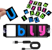 LED Light Sign for Car, Glow Letters Cards for Car Windshield, Changeable Panel and 16 Glowing Letters with USB Type-C Cable