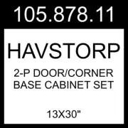 IKEA HAVSTORP 2-p Door/corner Base Cabinet Set Light Gray 13x30" 105.878.11