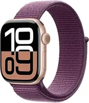 Apple Watch Series 10 GPS 42mm Rose Gold Aluminium Case with Plum Sport Loop
