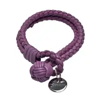 在飛比找Yahoo奇摩購物中心優惠-BOTTEGA VENETA 經典編織小羊皮雙繩手環(煙燻紫