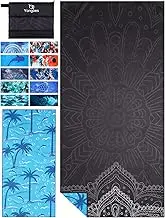 Microfiber Thin Lightweight Beach Towel Sand Free Fast Dry Absorbent Large Towels for Swimming Pool Travel Vacation Beach Accessories Essentials Black Mandala