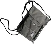 [KOCKSHION] Travel Wallet Holder Neck Hanging Bags Compact Multi-Functional Credit Phone Storage for Travelers Grey Travel Document Organizer