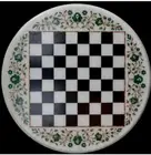 18" black chess game Marble Table Top multi stones Pietra Dura Work