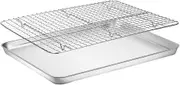 iplusmile 1Set Stainless Steel Cooling Plate and Net Rack Baking Tray Kitchen Utensils for Baking Roasting and Grilling Present for Baking