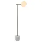 Helium Floor Lamp Light Marble Base Gold Metal Stand Glass Shade White