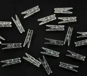 Clear Plastic Clothing Clip Small Plastic Spring Clamps for socks, shirts 20 pcs