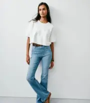 NWT SPANX 20407R Seamed Front Wide Leg Denim in Vintage Indigo Pull-on Jeans Med