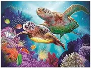 DIY 5D Diamond Painting by Number Kit, Swimming Sea Turtle Full Diamond Rhinestone Embroidery Cross Stitch Arts Craft for Canvas Wall Decor 11.81x15.75"