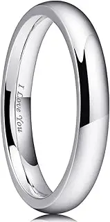 [King Will] BASIC 8mm Stainless Steel Ring Black Plated Matte Finish&Polished Beveled Edge with Laser Etched I Love You