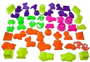 50 Piece Deluxe Sand Molds Set - Safari Animals Mini Castles and Geometric Shapes (Sand Not Included)