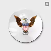 American Eagle USA World Flag | 4'' X 4'' Round Decorative Magnet