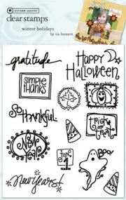 Acrylic Cling Stamp 13p Harvest Thanksgiving Halloween New Years Thanks Ghost