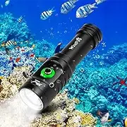 WINDFIRE Super Bright Dive Light Scuba Diving Flashlight Dive Torch Rechargeable, 3 Modes Underwater Light Waterproof Flashlight, Safety Dive Lights Scuba Light with Power Indicator for Night Diving