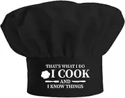 [PLIGREAT] Funny Chef Hat Adjustable Kitchen Cooking Hat Black Baker Grill BBQ Cooking Cap That's What I Do I Cook Cooking Chef Hat for Men Women Father Mother Husband Wife, Black,white, Medium-Large