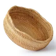 Bread Kitchen Storage Rattan Scalloped Basket Round Fruit Baskets Wicker Bowls